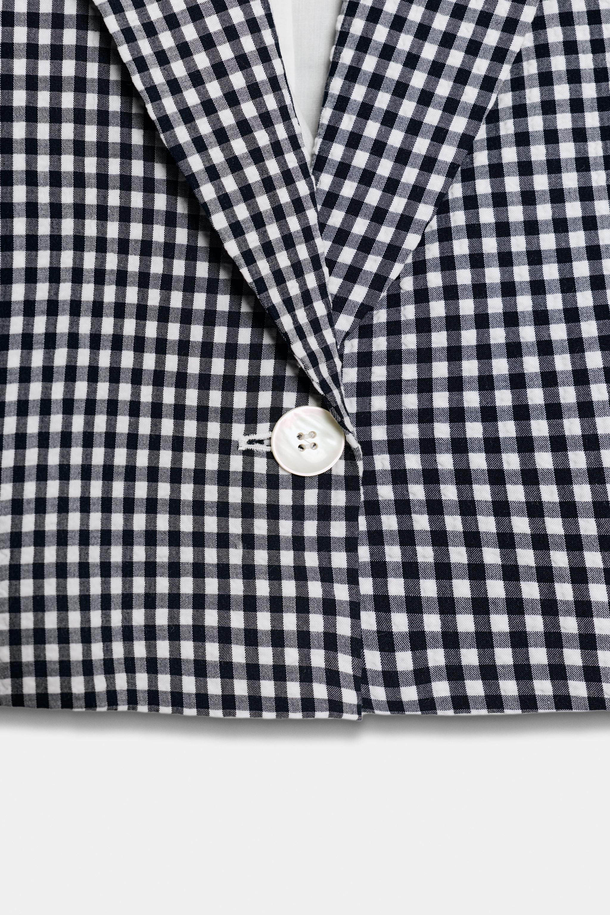 SHORT GINGHAM BLAZER
